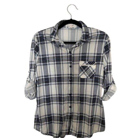 Eden & Olivia Blue Plaid Flannel Shirt - Picture 1 of 4